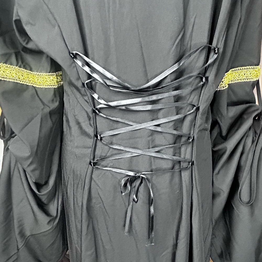 Renaissance Lace Up Dress 2XLBodice Trumpet Sleeve Goth Medieval Wench - Picture 7 of 11